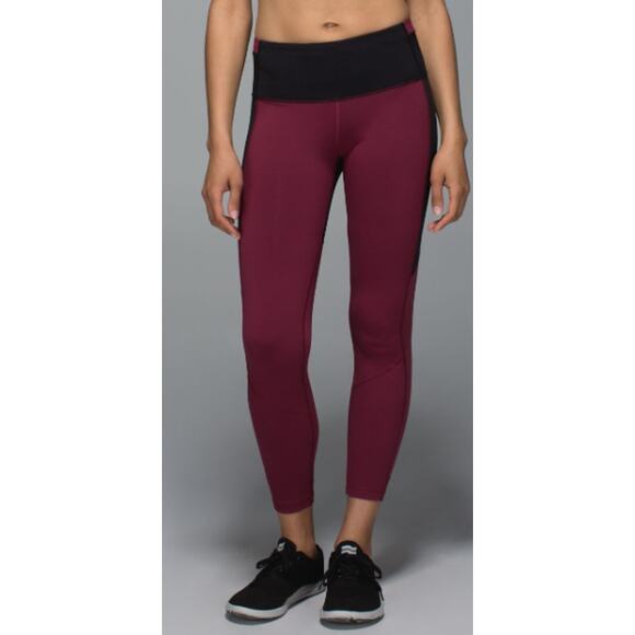 Lululemon athletica Size 6	All You Need Tight Black Jewelled Magenta Leggings - Picture 1 of 11